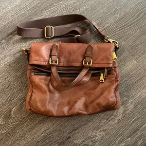 Fossil🔥 Explorer Large Brown Leather(!) Fold Over Messenger Bag